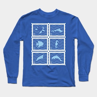 Beautiful Ocean Life On Stamps Long Sleeve T-Shirt